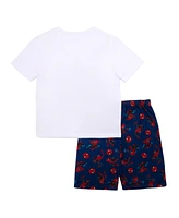 Spider-Man Little and Big Boys Short Sleeve Tee Short, 2-Piece Pajama Set