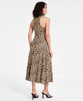 Bar Iii Women's Cheetah-Print Mock-Neck A-Line Midi Dress, Exclusively at Macy's