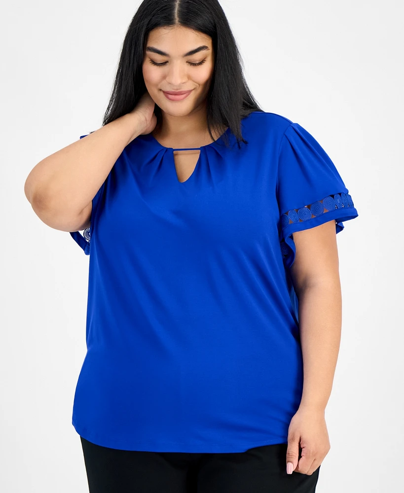 Anne Klein Plus Harmony Bell-Sleeve Top
