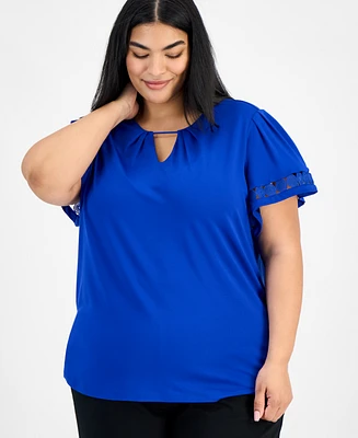 Anne Klein Plus Harmony Bell-Sleeve Top