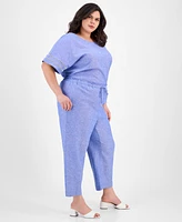 Anne Klein Plus Wide-Leg High-Rise Pants