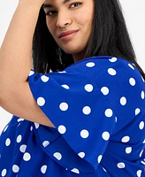Anne Klein Plus Printed Flutter-Sleeve Blouse