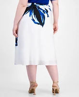 Anne Klein Plus Size Flared Printed Skirt