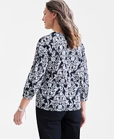 Style & Co Women's Printed 3/4-Sleeve Knit Top, Exclusively at Macy's