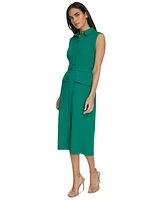 Calvin Klein Women's Belted Button-Front Sheath Dress