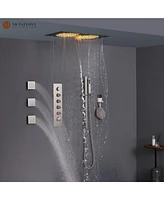 Boyel Living 64 Color Luxury Led Shower System with Handheld Shower Shower Faucet Set with Side Body Sprayer Ceiling Rain Shower Head, Brushed Nickel