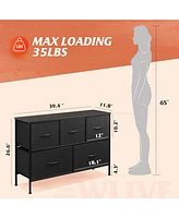 Wlive Dresser for Bedroom with 5 Drawers Long Fabric Storage Drawer Unit Bins Closet Hallway