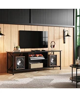 Wlive TV Stand for 55 65 Inch TvEntainment Center with Storage Console Bedroom and Living Room Industrial Midea Open Shelf Met