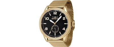 Invicta Men's Vintage Quartz 3 Hand Black Dial Watch