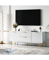 gaomon White Tv Stand for 65+ Inch Tv, Modern Living Room Entertainment Center with Storage Cabinets