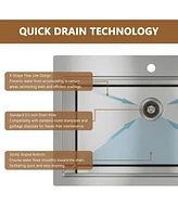 Casainc 33inch L Single Bowl Stainless Steel Drop-in Kitchen Sink