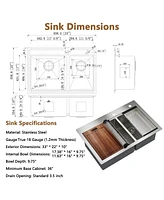 Casainc 33inch L Double Bowl Stainless Steel Drop-in Kitchen Sink