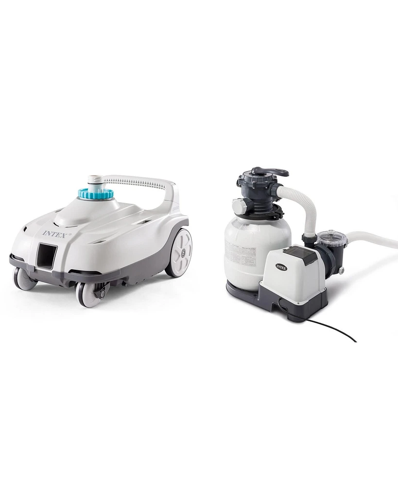 Intex ZX100 Automatic Pressure Side Pool Cleaner with Pool Sand Filter Pump