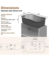 Casainc 32inch L x 18inch W Undermount Kitchen Sink with Accessories