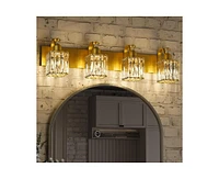 gaomon Modern Crystal Bathroom Vanity Lights Gold Bathroom Light Fixtures Crystal Vanity Shower Lights Over Mirror