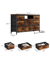 gaomon Tv Stand Dresser for Bedroom with 8 Fabric Drawer & Power Outlet