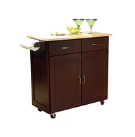 Slickblue 43-inch Portable Kitchen Island Cart with Wood Top For Kitchen