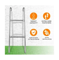 SereneLife Outdoor Trampoline Safety Ladder, Extra-Wide Footsteps