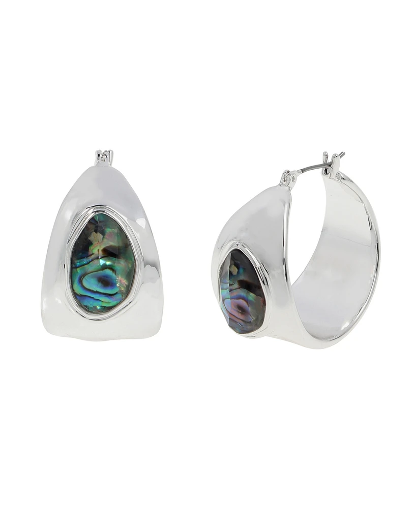 Robert Lee Morris Soho Faux Stone Abalone Gem Hoop Earrings