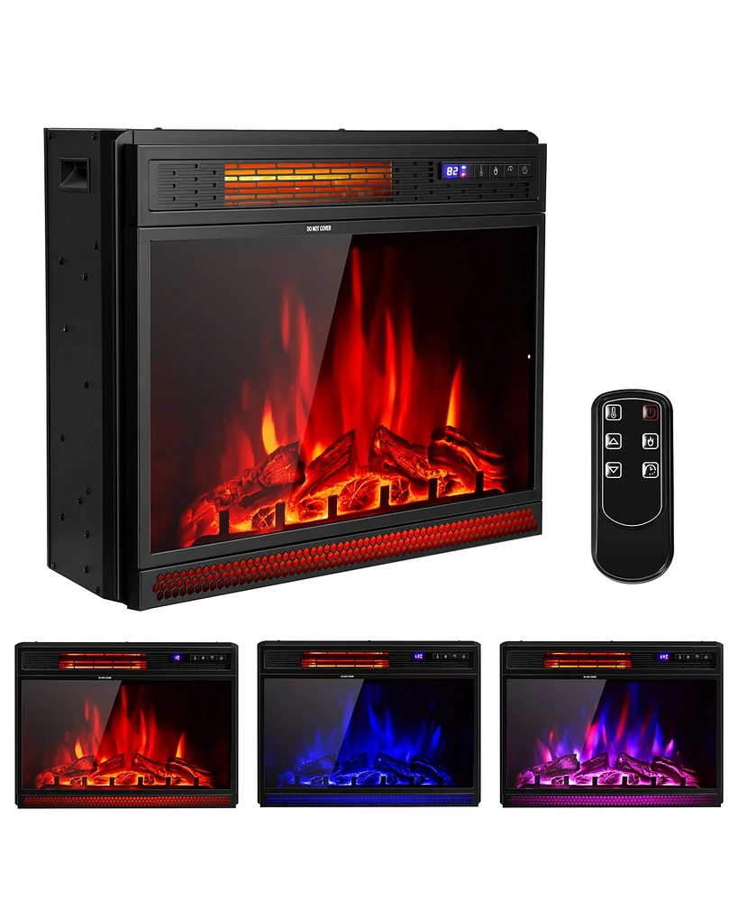 Gymax 25'' Electric Fireplace Recessed 900/1350W Fireplace Heater w/ Remote Control