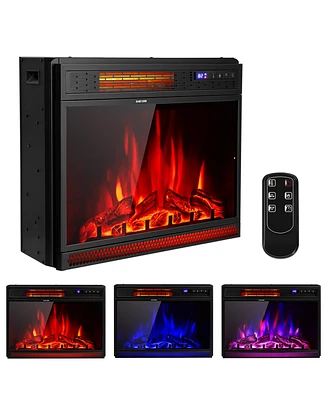 Gymax 25'' Electric Fireplace Recessed 900/1350W Fireplace Heater w/ Remote Control