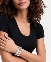 I.n.c. International Concepts Silver-Tone Sculptural Bead Double Row Flex Bracelet, Exclusively at Macy's