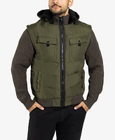X-Ray Men's Canvas Flap Pocket Full Zip Sweater Jacket with Sherpa Hood