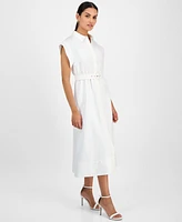 Anne Klein Women's Belted Drop-Sleeve Shirtdress
