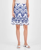 Anne Klein Women's Cotton Eyelet Scallop-Hem Skirt