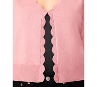 Melissa Paige Women's 3/4-Sleeve Scalloped Cropped Cardigan