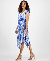 Robbie Bee Women's Printed Chiffon Midi Dress & Shrug