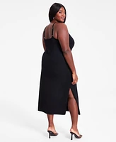 Bar Iii Trendy Plus Spaghetti-Strap Knit Midi Dress, Exclusively at Macy's