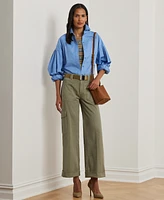 Lauren Ralph Petite Pleated Cotton Twill Wide-Leg Cargo Pants