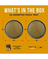 Bakken- Swiss Non-Stick Pizza Pan with Holes - 13-Inch Perforated Pizza Crisper Carbon Steel Pizza Pan