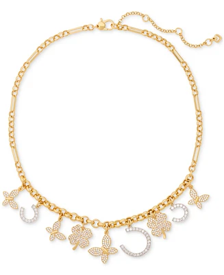 Kate Spade New York Two-Tone Cubic Zirconia Pave Lucky Charm Collar Necklace, 16" + 3" extender