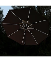 Sunnydaze Decor 9-Foot Sunbrella Tilting Patio Umbrella with Solar Led Light Bars