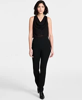 Bar Iii Women's Sheer Sleeveless Cowlneck Top, Exclusively at Macy's