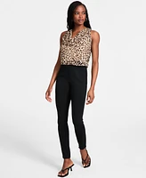 Bar Iii Women's Cheetah-Print Sleeveless Cowlneck Top, Exclusively at Macy's