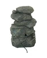 Sunnydaze Decor Stacked Rocks 10.5 Inch Indoor Tabletop Water Fountain with Led Lights - Quiet Sounds