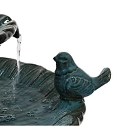 Sunnydaze Decor Resting Birds 27-Inch Ceramic Outdoor Water Fountain - 2 Tiers - Electric Submersible Pump with Adjustable Flow