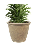 Sunnydaze Decor Anjelica 24" Double-Walled Polyresin Outdoor Planter with Uv-Resistant Beige Finish