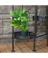 Sunnydaze Decor 46-Inch 10-Tier Steel Indoor and Outdoor Folding Plant Stand - Bronze Finish