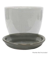 Ceramic Outdoor Flower Pot Saucers Set of - Uv- and Frost-Resistant - Gray Glazed FInish