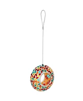 6-Inch Glass Mosaic Hanging Bird Feeder for Outdoors - Fly-Through Wild Bird Feeder - Confetti Mosaic