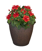 Sunnydaze Decor Anjelica 24" Double-Walled Polyresin Outdoor Planter with Uv-Resistant Rust Finish