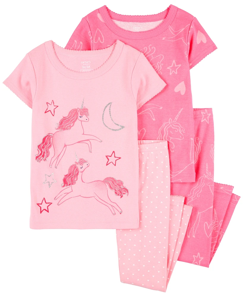 Carter's Toddler Unicorn Cotton Pajamas, 4-Piece Set