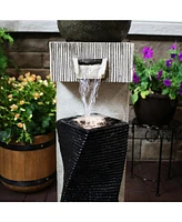 Sunnydaze Decor Modern Artistry 35-Inch Outdoor Water Fountain - Led Lights - Electric Submersible Pump with Adjustable Flow