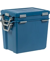 Iris Usa 103qt Weatherpro Wheeled Plastic Storage Bin with Seal Latching Lid and 6Buckles, Pull Handle 2Pk