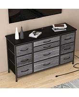 gaomon Dresser for Bedroom 55''Tv Stand with Power Outlet & Led Wide Dresser with 10 Large Drawers
