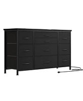 gaomon Dresser for Bedroom 55''Tv Stand with Power Outlet & Led Wide Dresser with 10 Large Drawers